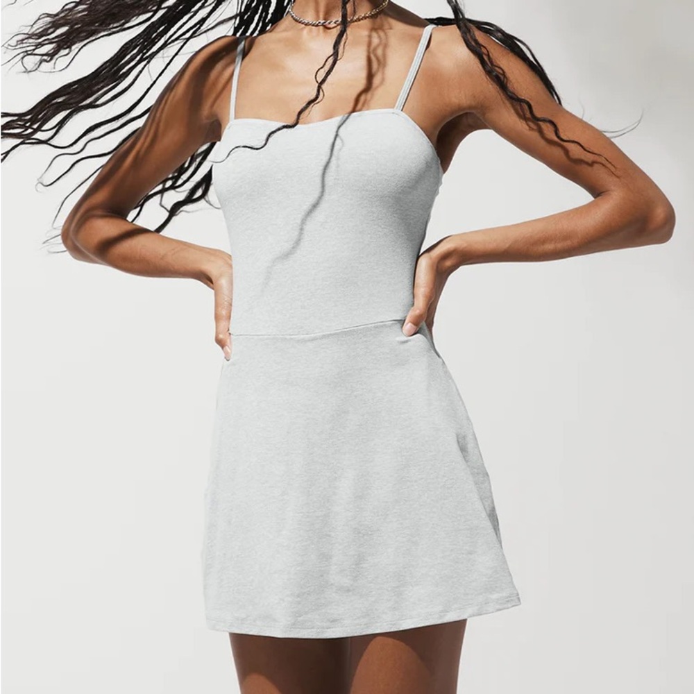 Alosoft Courtside Tennis Dress - Athletic Heather Grey XS